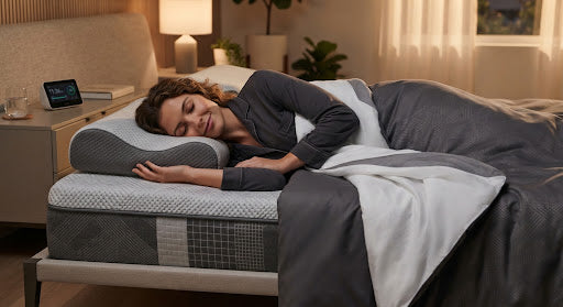 Person resting on high-tech bedding material